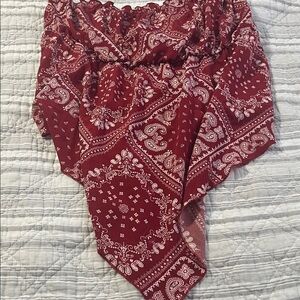 Red Paisley Bandana Print halter top